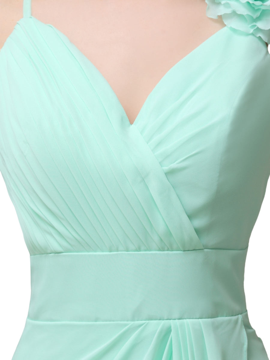 V-neck A-line Simple Chiffon Floor-Length Long Bridesmaid Dresses