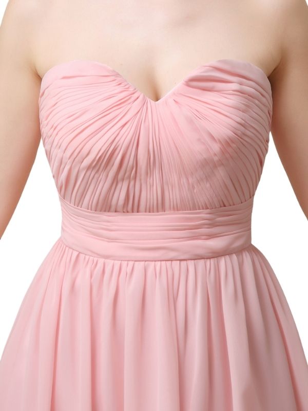 Simple Strapless Chiffon A-line Knee-Length Short Bridesmaid Dresses