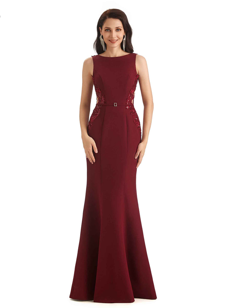 Sexy Mermaid Crepe Sleeveless Long Mother of The Bride Dresses