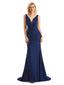 Sexy Mermaid V-Neck Backless Stretchy Jersey Long Formal Bridesmaid Dresses Online