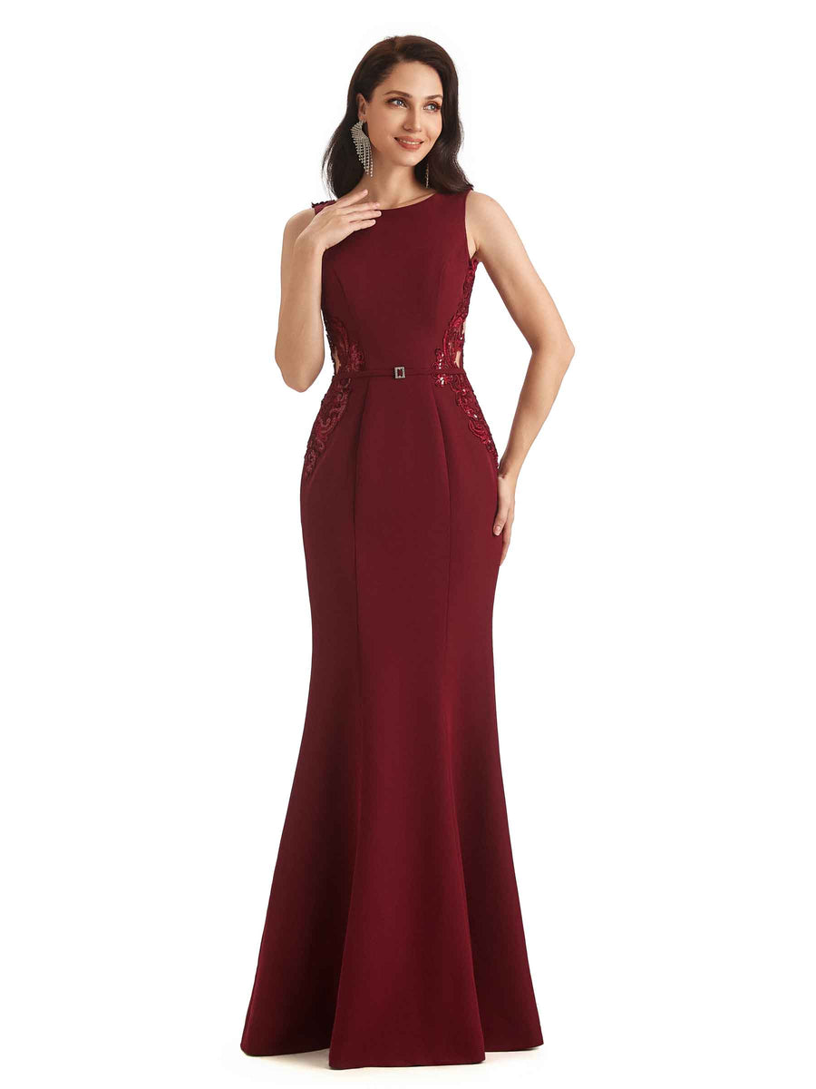 Sexy Mermaid Crepe Sleeveless Long Mother of The Bride Dresses