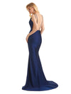 Sexy Backless Mermaid V-Neck Stretchy Jersey Long Formal Bridesmaid Dresses Online