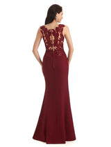 Sexy Mermaid Crepe Sleeveless Long Mother of The Bride Dresses