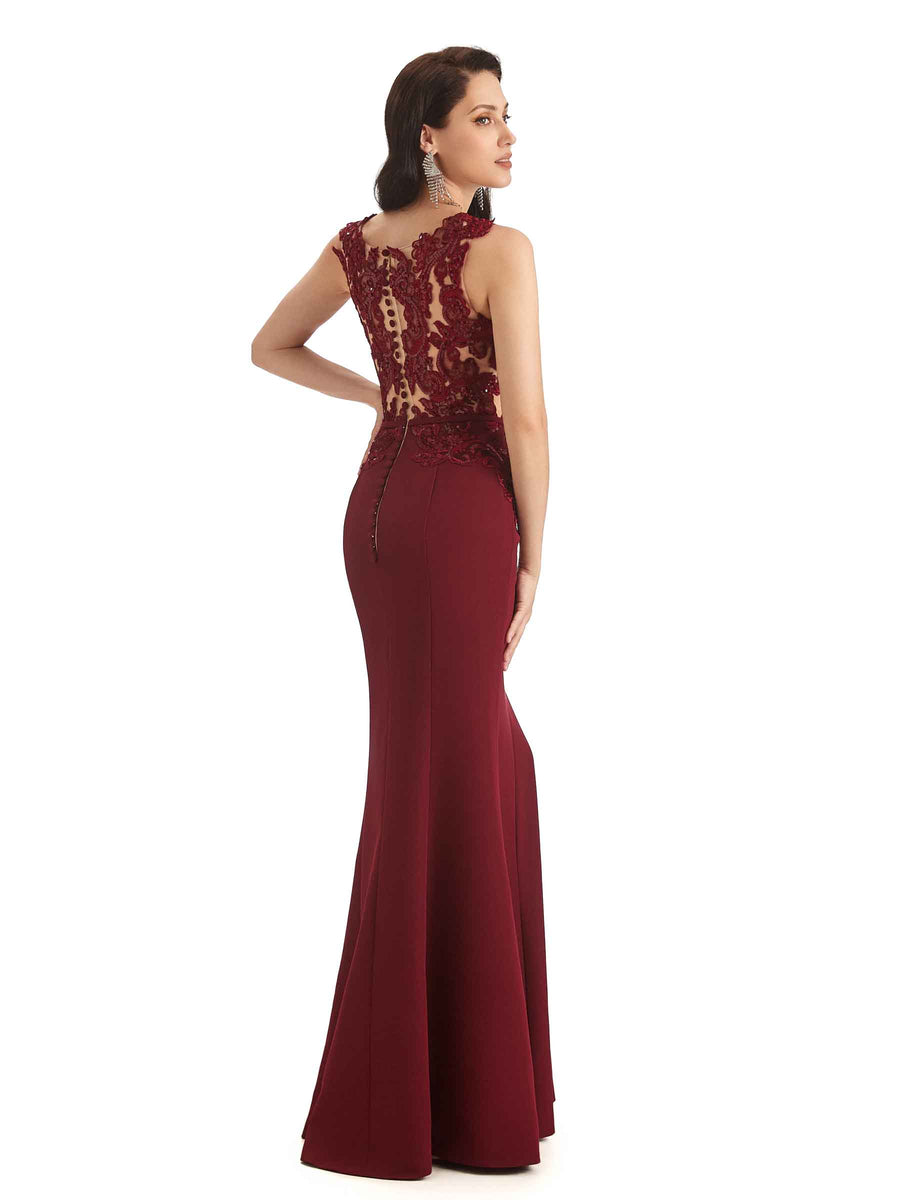 Sexy Mermaid Crepe Sleeveless Long Mother of The Bride Dresses