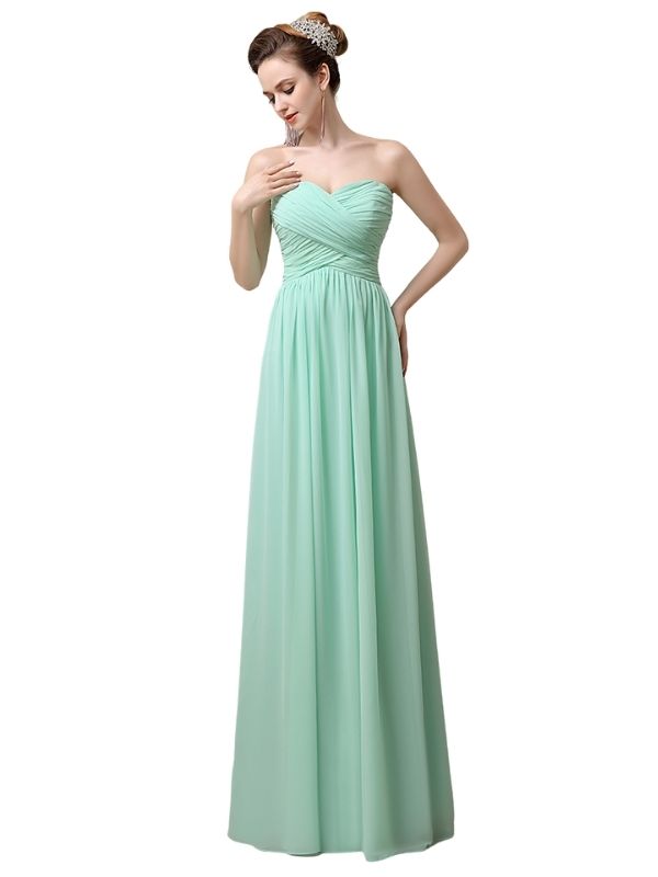 A-line Chiffon Sweatheart Floor-Length Long Bridesmaid Dresses