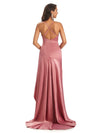 Sexy Soft Satin BacklessSpaghetti Straps Asymmetrical High Low Bridesmaid Dresses Online