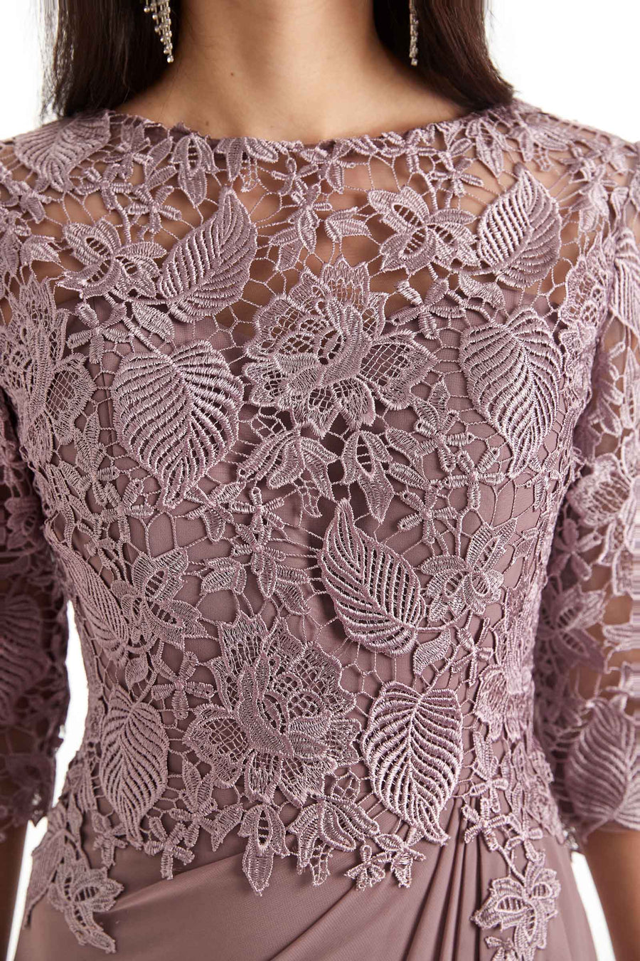 Elegant Chiffon Half Sleeves Lace Long Mother  of The Bride Dresses