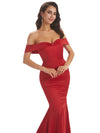 Simple Sexy Satin Off Shoulder Long Mermaid Prom Dresses Online