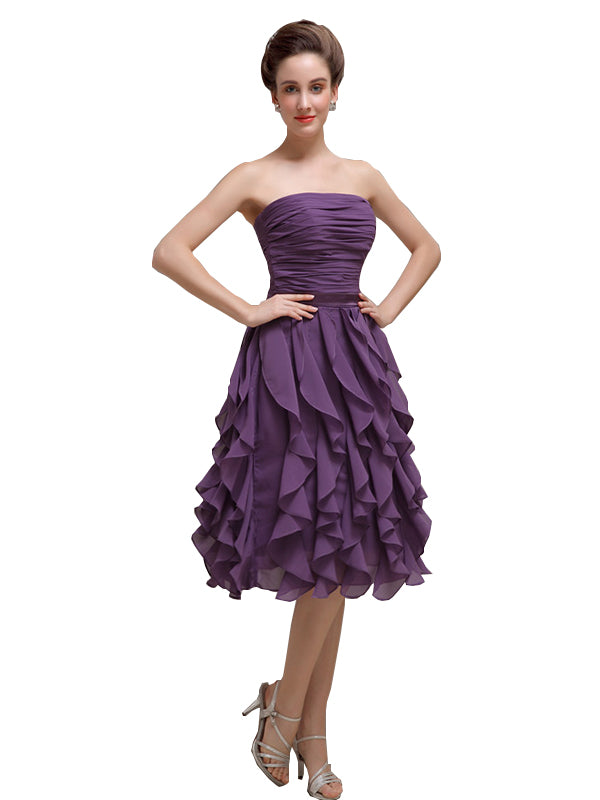 Elegant Strapless Princess A-line Knee-Length Bridesmaid Dresses