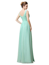 V-Neck Chiffon A-line Floor-Length Long Bridesmaid Dresses