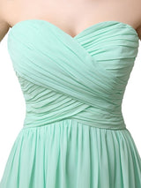 A-line Chiffon Sweetheart Floor-Length Long Bridesmaid Dresses