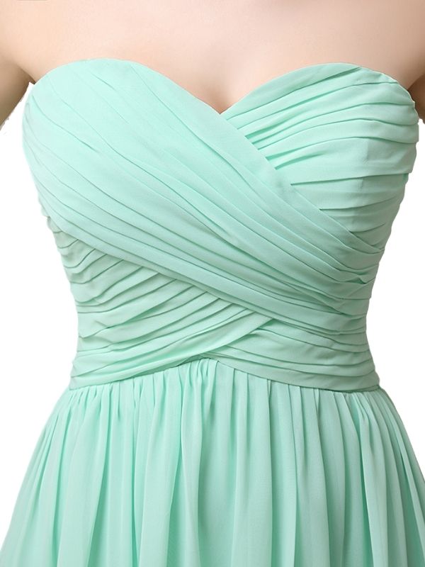 A-line Chiffon Sweetheart Floor-Length Long Bridesmaid Dresses