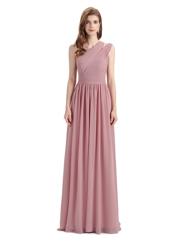 Charming One-shoulder A-line Chiffion Floor-Length Bridesmaid Dresses