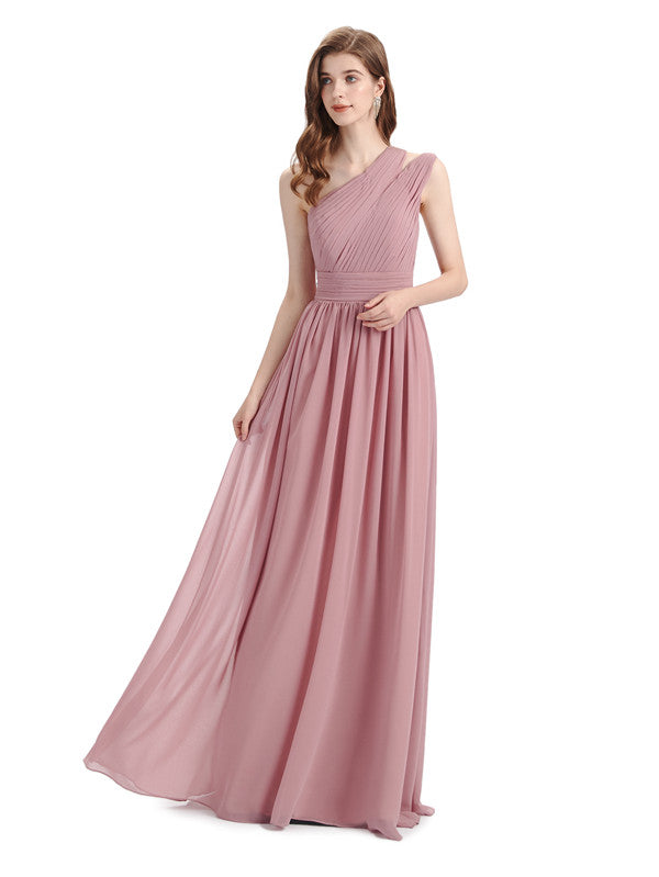 Charming One-shoulder A-line Chiffion Floor-Length Bridesmaid Dresses