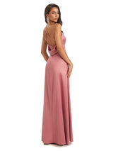 Modern Soft Satin V-neck Halter Sexy Unique Bridesmaid Dresses Online