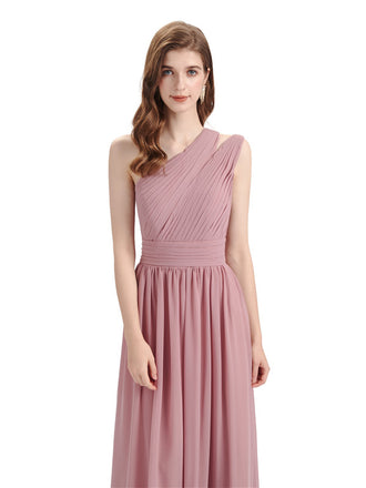 Charming One-shoulder A-line Chiffion Floor-Length Bridesmaid Dresses