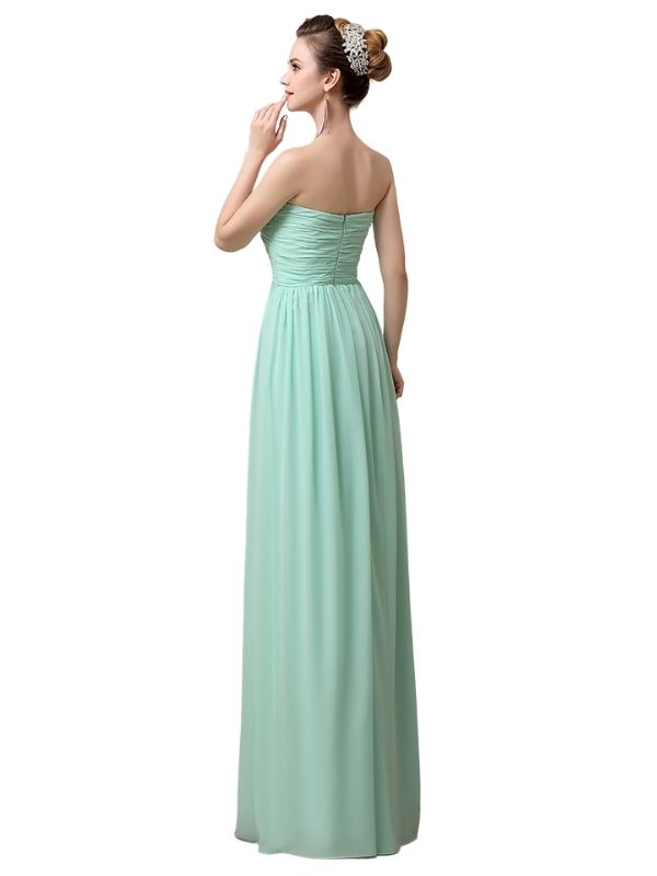 A-line Chiffon Sweetheart Floor-Length Long Bridesmaid Dresses