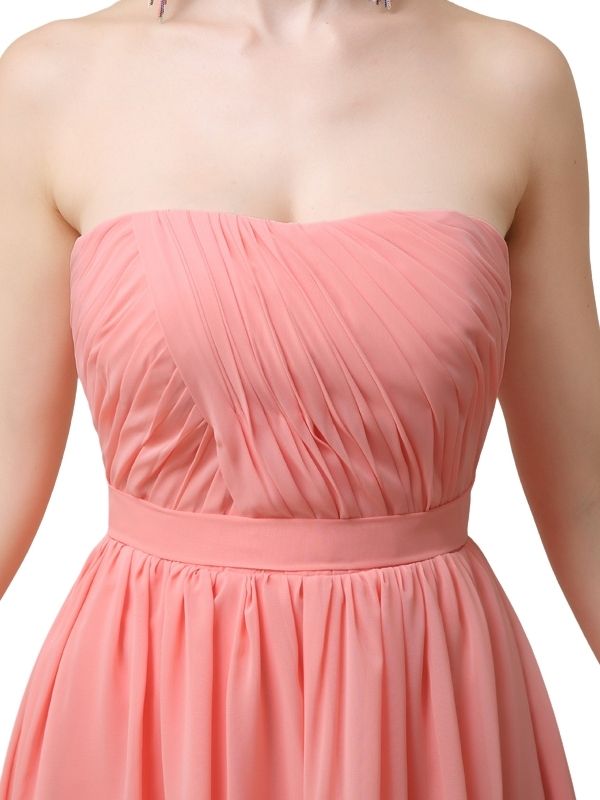 Unique Strapless Chiffon A-line Knee-Length Short Bridesmaid Dresses