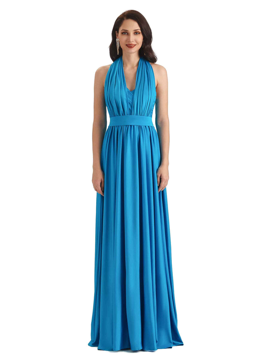 Convertible A-line Stretchy Jersey Long Formal Bridesmaid Dresses Online