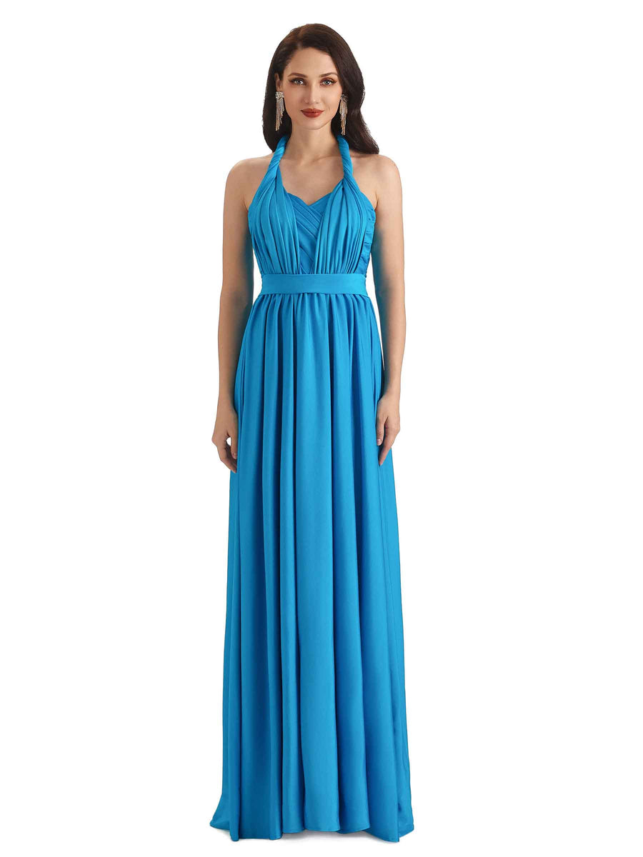 Convertible A-line Stretchy Jersey Long Formal Bridesmaid Dresses Online