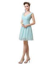 Charming V-neck Chiffon A-line Knee-Length Short Bridesmaid Dresses