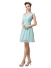 Charming V-neck Chiffon A-line Knee-Length Short Bridesmaid Dresses