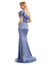 Unique Soft Satin One Shoulder Long Mermaid Evening Prom Dresses Online
