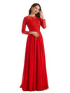 Elegant A-line Long Sleeves Lace Long Mother of The Bride Dresses