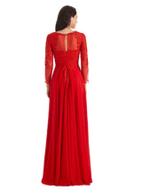 Elegant A-line Long Sleeves Lace Long Mother of The Bride Dresses