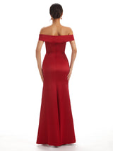 Sexy Side Slit Off The Shoulder Mermaid Soft Satin Bridesmaid Dresses Online