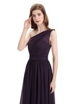 Popular One Shoulder A-line Floor-length Chiffon Bridesmaid Dresses