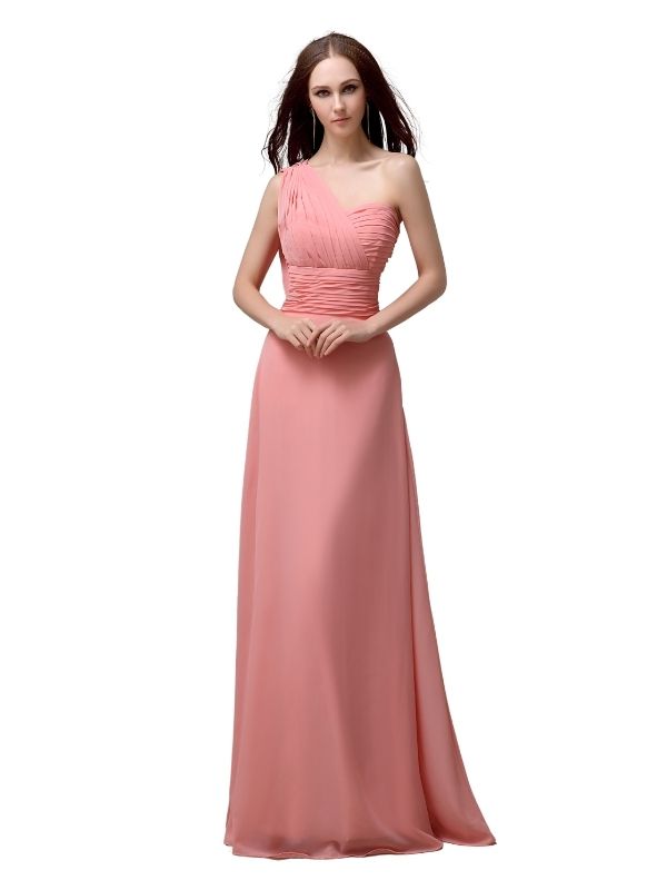 Unique One-shoulder Sleeveless A-line Floor-Length Bridesmaid Dresses