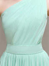 Simple One-Shoulder Sleeveless A-line Chiffon Bridesmaid Dresses