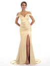 Champagne Sexy Chic Silky Mismatched Soft Satin Mermaid Long Bridesmaid Dresses Online