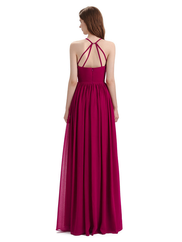 Stunning Chiffon A-line Long Cross-back Bridesmaid Dresses