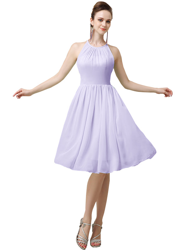 Simple Lilac Short Bridesmaid Dresses A Line Halter Chiffon Elegant Wedding  Guest Down Party Dress for Womens B034, Purple, 14 : : Clothing,  Shoes & Accessories