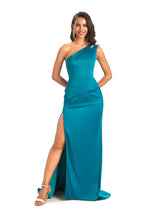 Sexy Soft Satin Side Slit One Shoulder Long Mermaid Bridesmaid Dresses Online