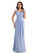 Elegant Chiffon Sheath Queen Ann Floor Length Long Mother of The Bride Dresses
