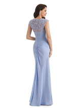 Elegant Chiffon Sheath Queen Ann Floor Length Long Mother of The Bride Dresses