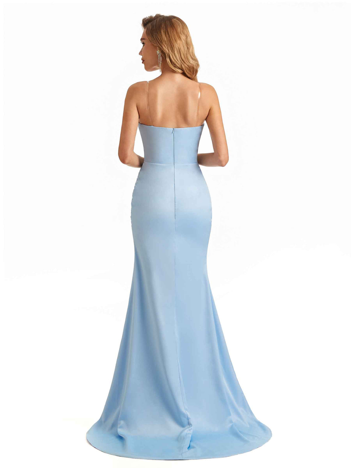 Sexy Side Slit Satin Unique Sweetheart Maxi Long Mermaid Bridesmaid Dresses
