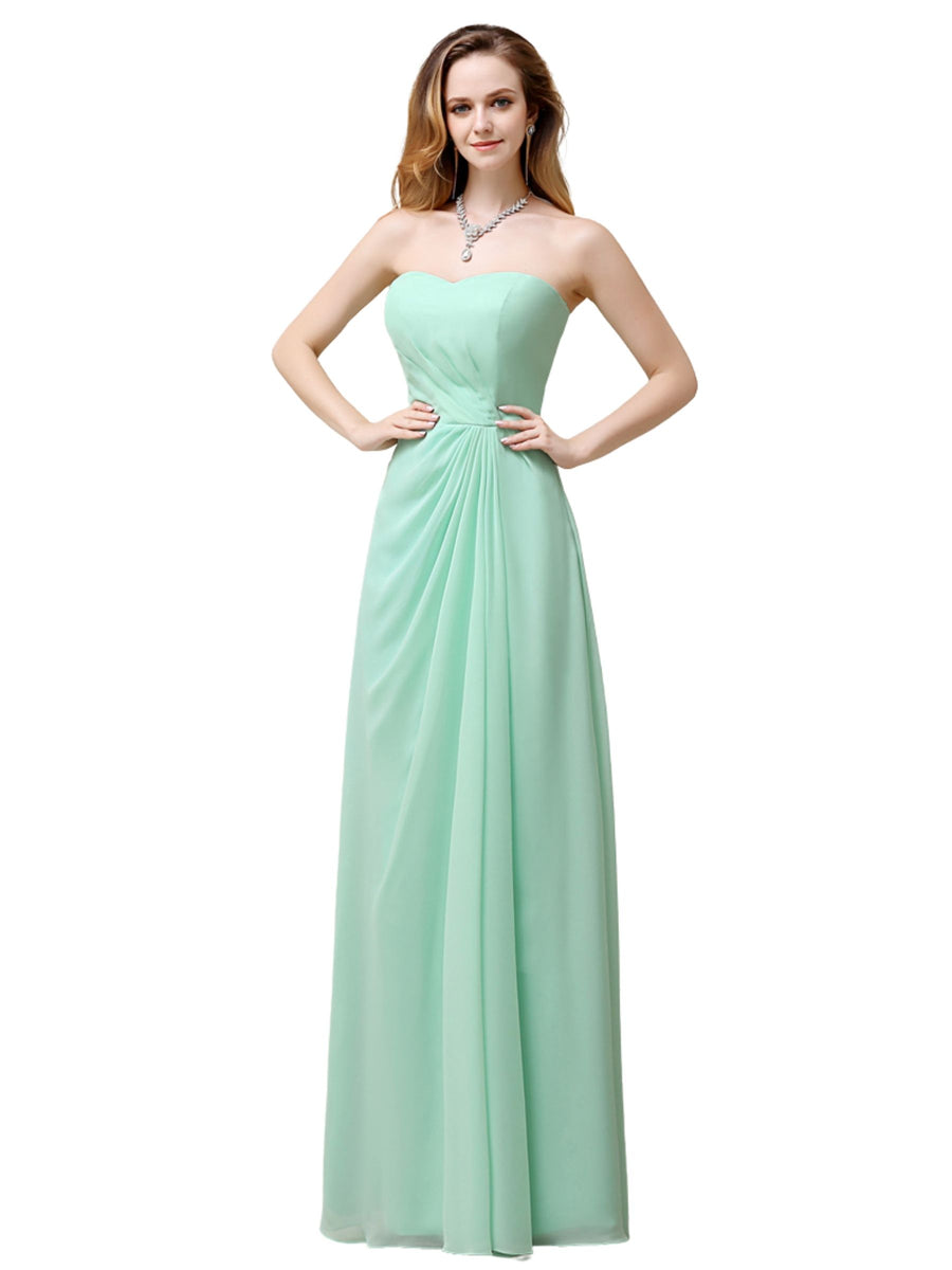 Elegant A-line Chiffon Sweetheart Floor-Length Long Bridesmaid Dresses