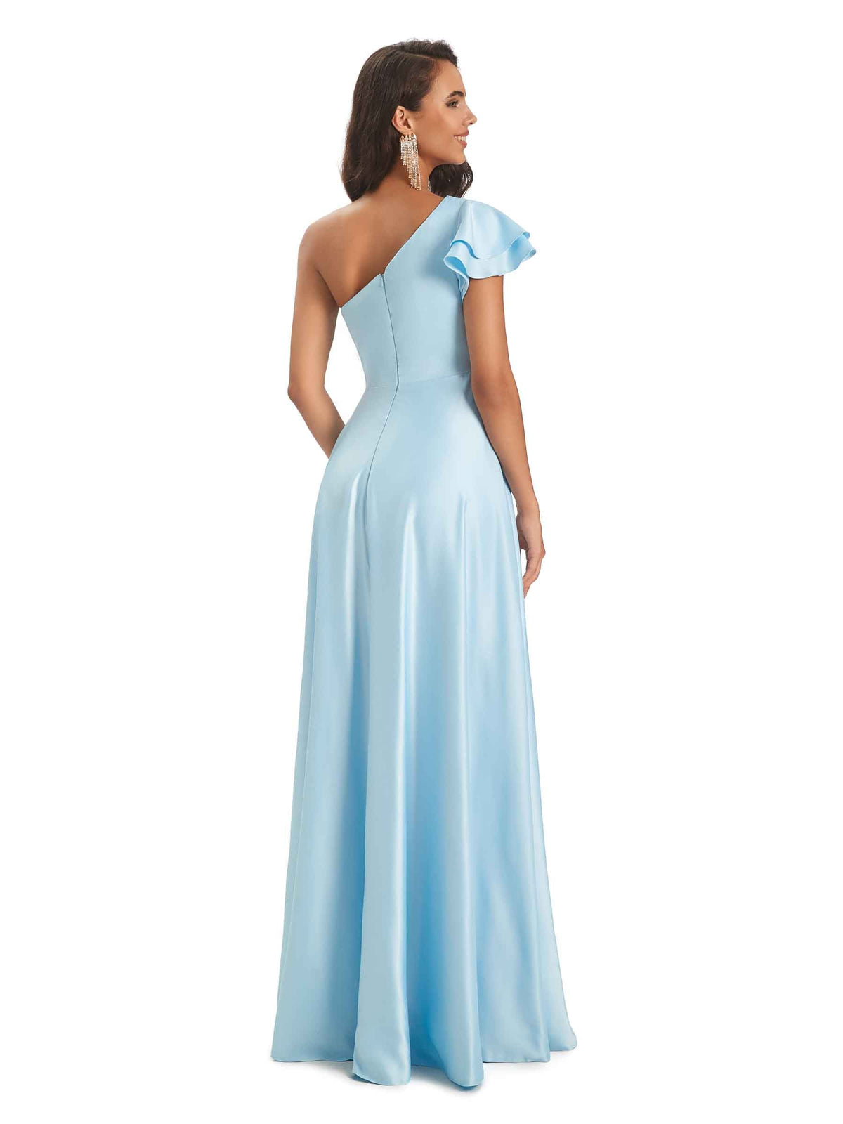 Sexy Satin Long Maxi One Shoulder Prom Dresses Online