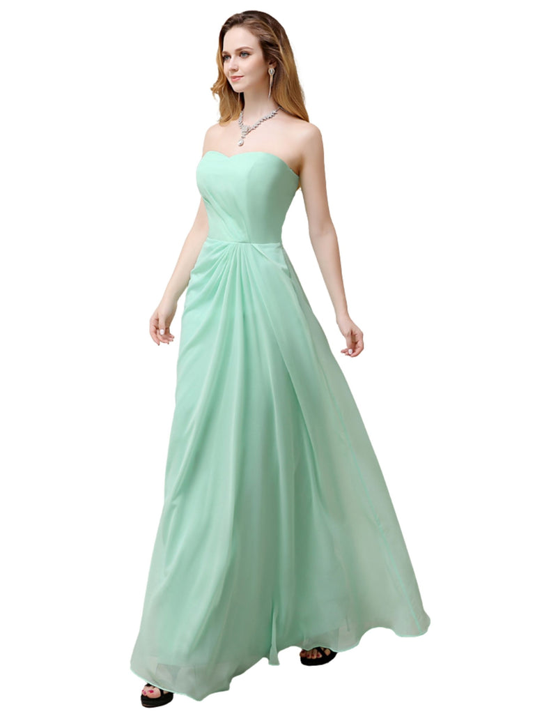 Elegant A-line Chiffon Sweetheart Floor-Length Long Bridesmaid Dresses