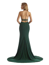 Sexy Mermaid Halter V-Neck Side Slit Stretchy Jersey Long Formal Bridesmaid Dresses