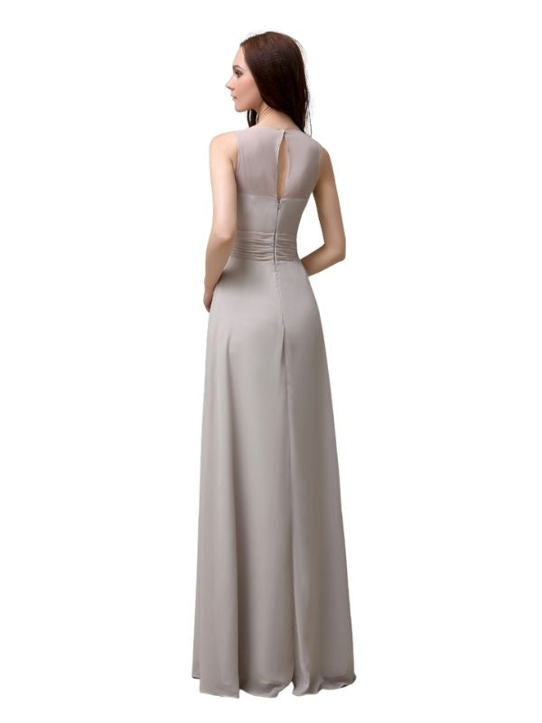Shoulder Strap A-line Chiffon Floor-Length Long Bridesmaid Dresses