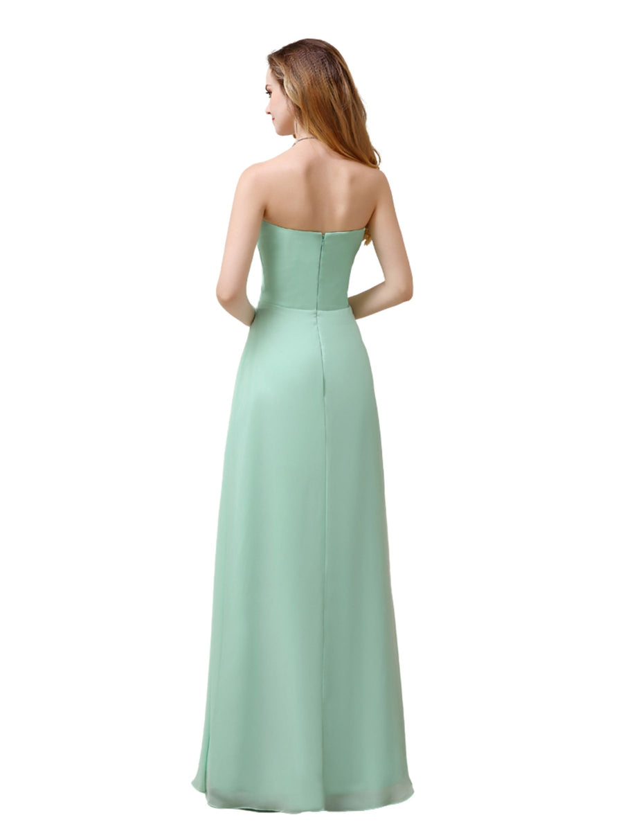 Elegant A-line Chiffon Sweetheart Floor-Length Long Bridesmaid Dresses
