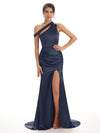 Navy Sexy Chic Silky Mismatched Soft Satin Mermaid Long Bridesmaid Dresses Online