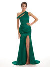 Emerald Green Sexy Chic Silky Mismatched Soft Satin Mermaid Long Bridesmaid Dresses Sale