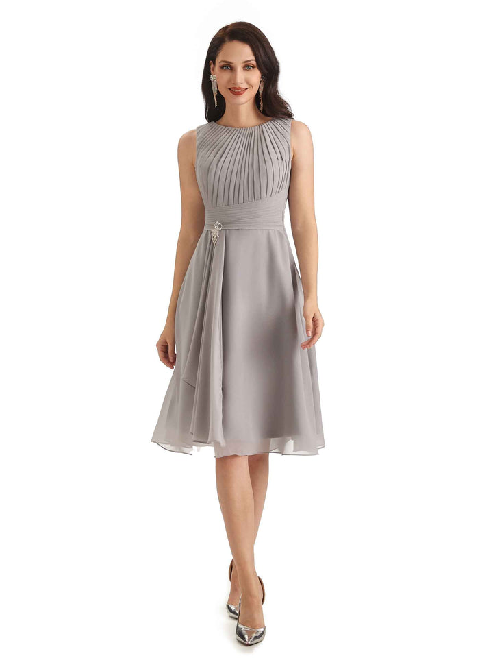 Elegant A-line Chiffon Knee-Length Short Mother of The Bride Dresses With Jacket