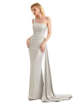 Elegant One Shoulder Soft Satin Mermaid Long Formal Prom Dresses Online